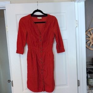 Maeve Burnt Orange Corduroy Dress
